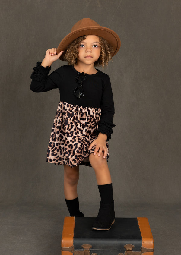 GIRLS - Wild and Cute Leopard Dress - Hannah Rose Vintage Boutique