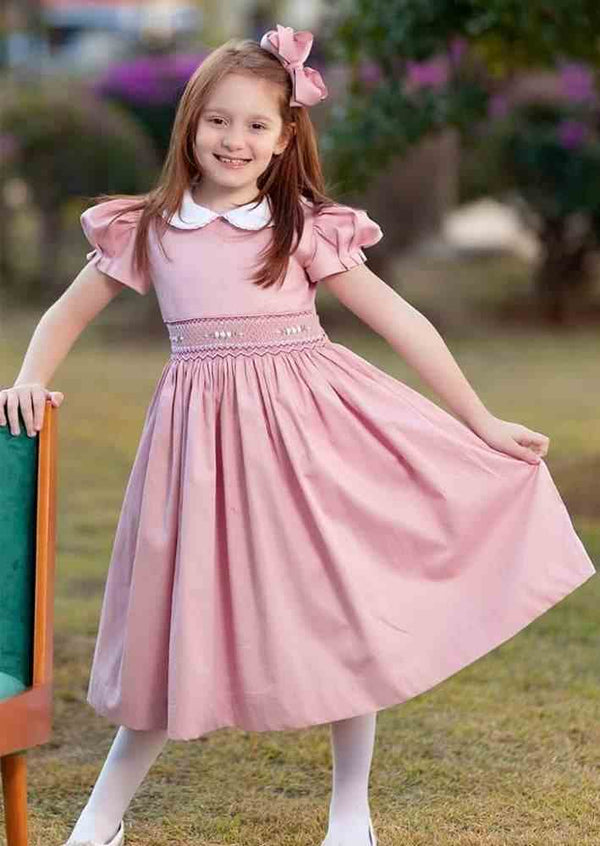 Marcella Smocked Dress in Pink - 