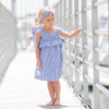 Navy or Red Striped Cotton Dresses with Drop Sleeves - 