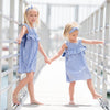 Navy or Red Striped Cotton Dresses with Drop Sleeves - 