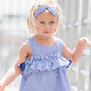Navy or Red Striped Cotton Dresses with Drop Sleeves - 