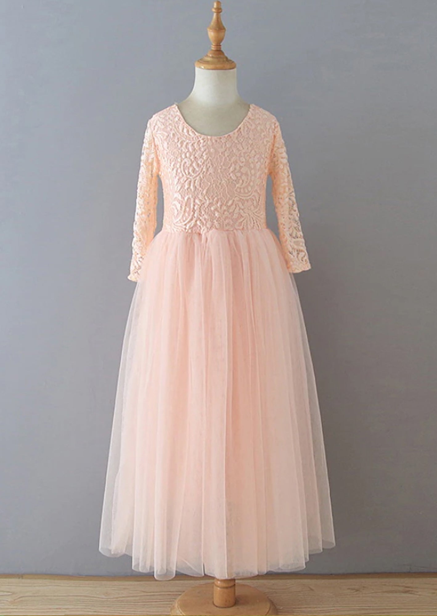 GIRLS - Peach Tulle Flower Girl Dress - Hannah Rose Vintage Boutique