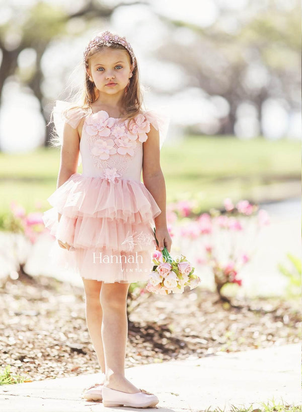 Pink Layered Tulle Birthday Party Dress - 