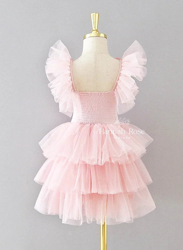 Pink Layered Tulle Birthday Party Dress - 