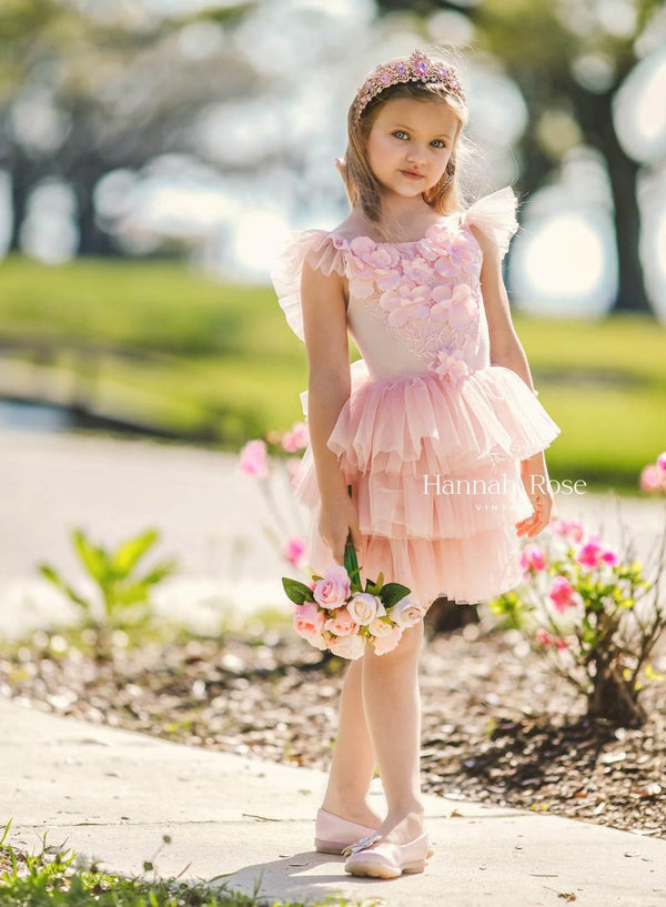 Pink Layered Tulle Birthday Party Dress - 
