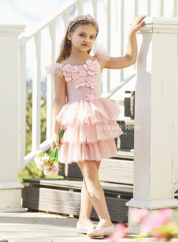 Pink Layered Tulle Birthday Party Dress - 