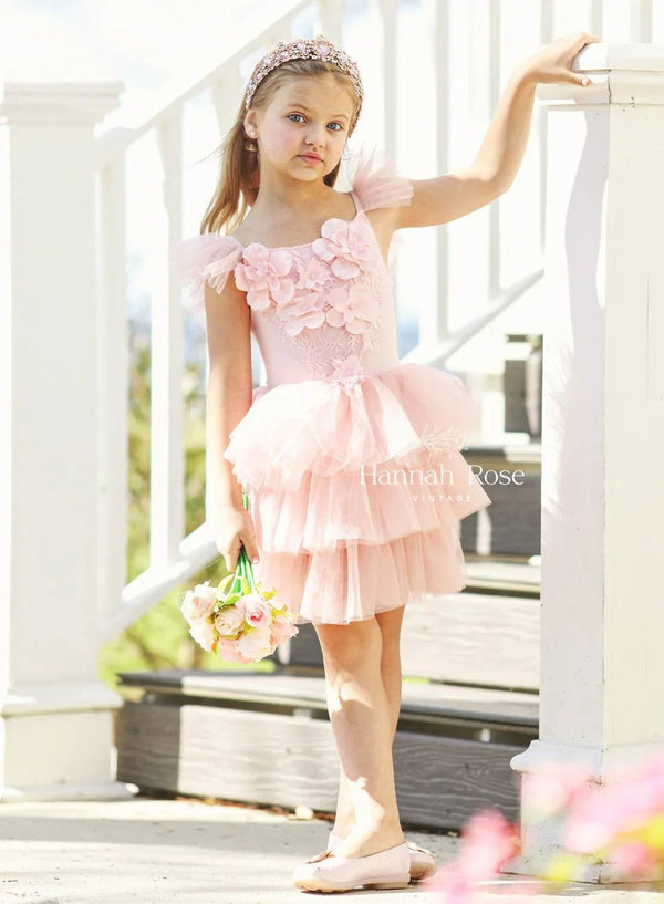 Pink Layered Tulle Birthday Party Dress - 