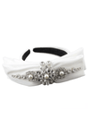Princess Bow Bejeweled Headband in White - 