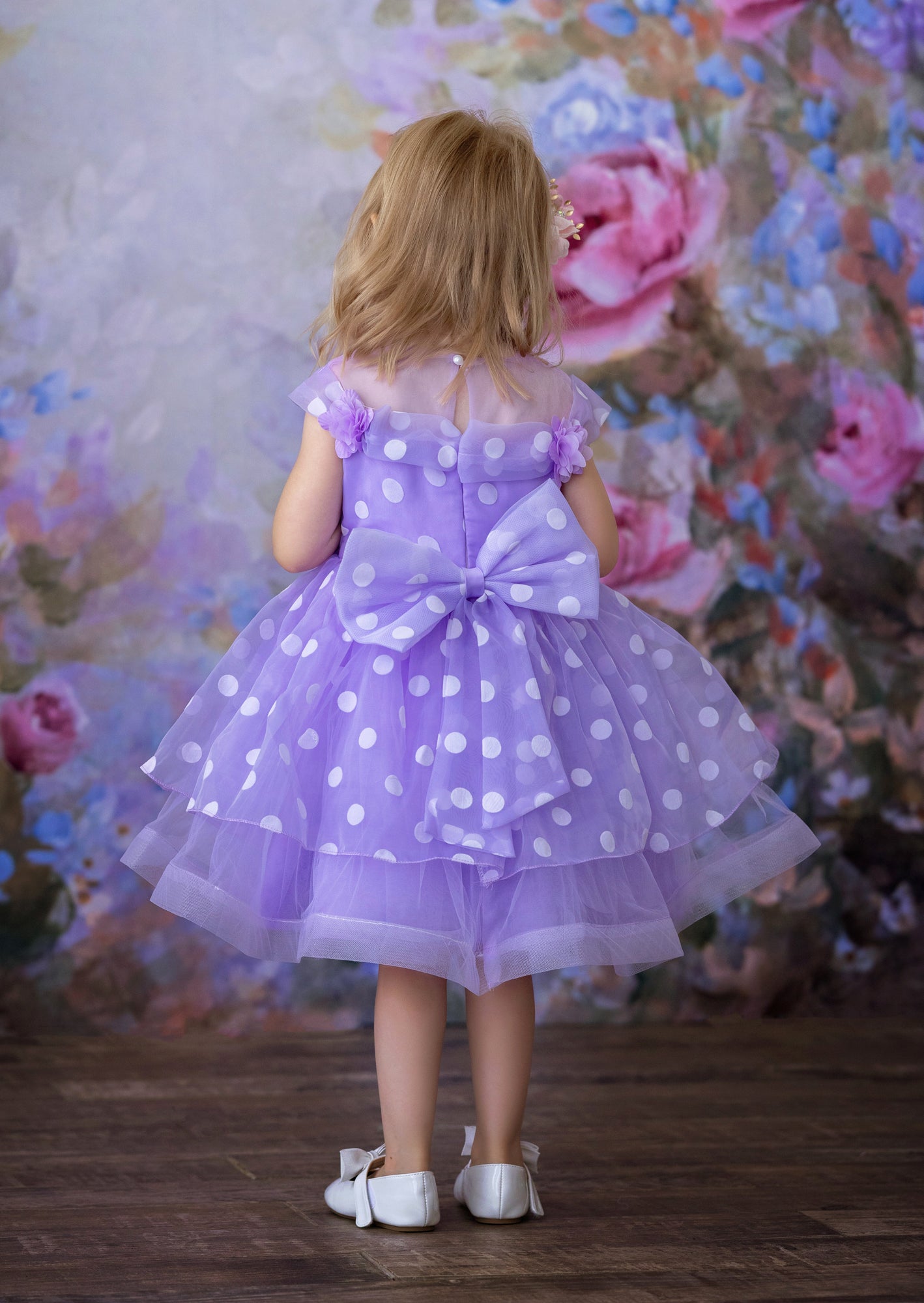 GIRLS - Purple Dot Princess Party Dress - Hannah Rose Vintage Boutique