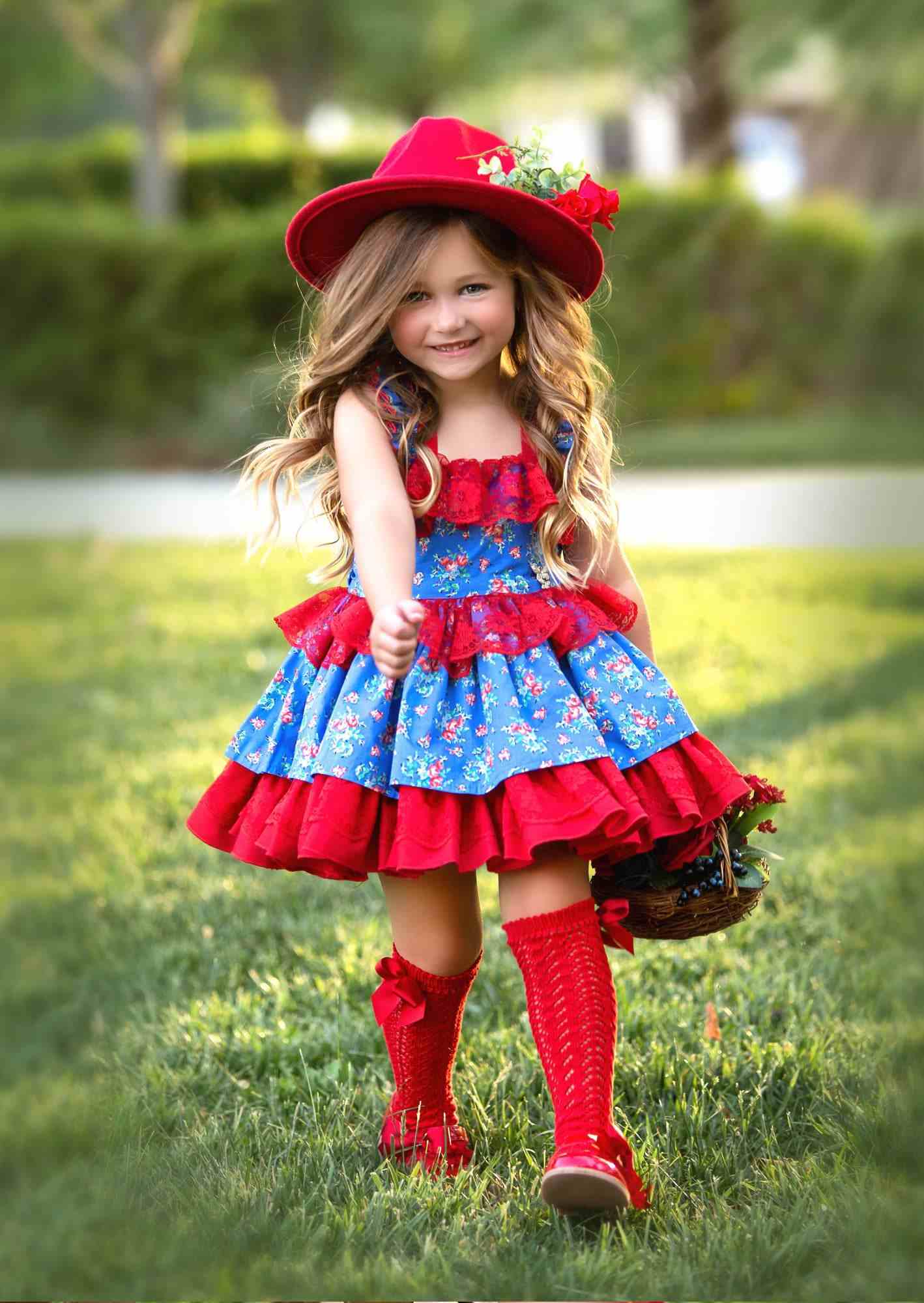 blue dress for baby girl Girls Luxury Vintage Handmade Dress