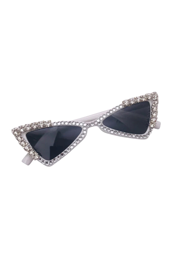 GIRLS - White Triangle Jewel Kids Sunglasses - Hannah Rose Vintage Boutique