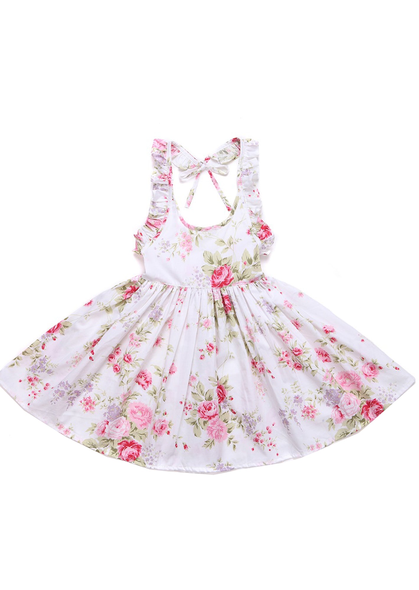 GIRLS - Pink Rose Cotton Dress - Hannah Rose Vintage Boutique