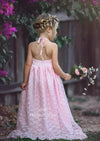 Sia Pink Lace Maxi Dress for Weddings - 