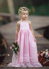 Sia Pink Lace Maxi Dress for Weddings - 