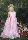 Sia Pink Lace Maxi Dress for Weddings - 