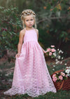 Sia Pink Lace Maxi Dress for Weddings - 