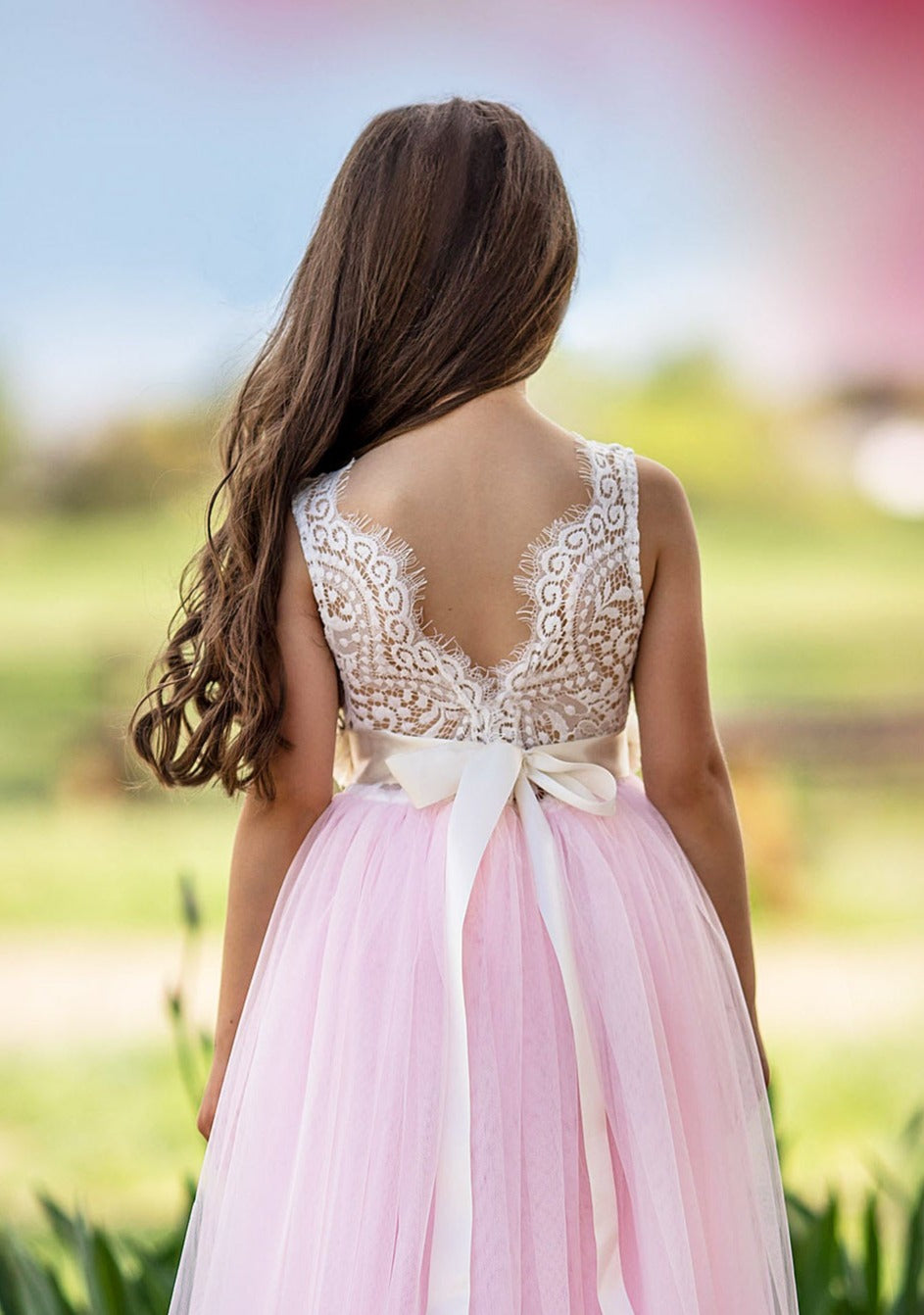 pink flower girl dress