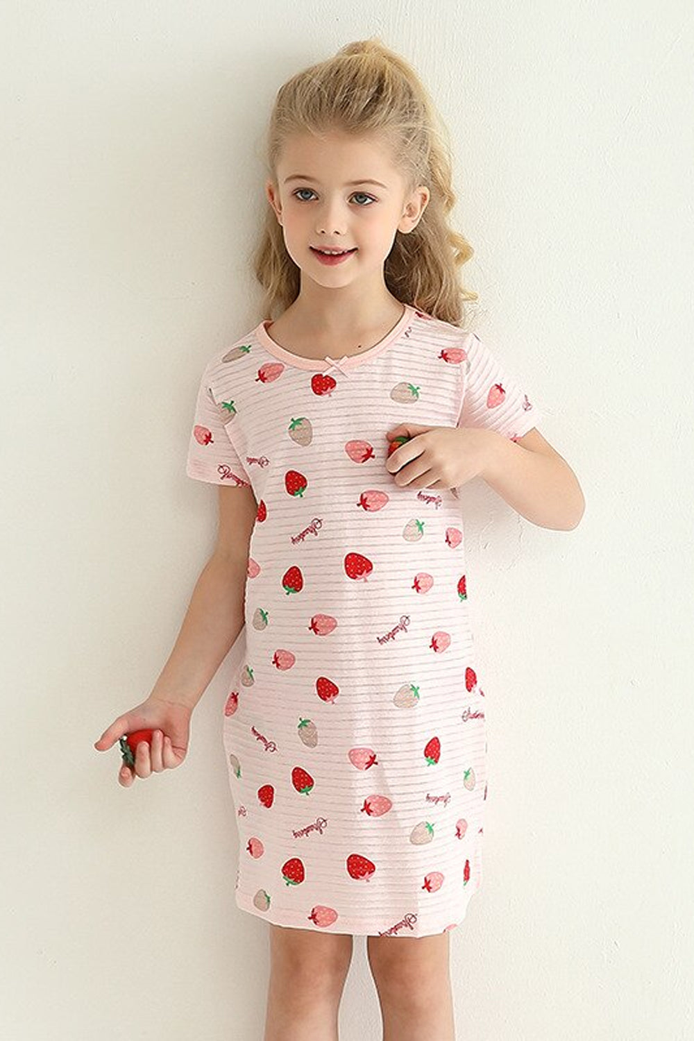 GIRLS - Girls Tossed Strawberries Night Gown - Hannah Rose Vintage Boutique