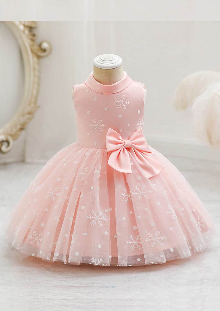 open lace back dress Toddler & Girls Snowflake Dress in Blue, Pink or Burgundy